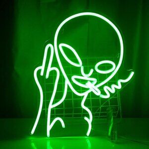 Alien UFO Neon Green Room Decor Space LED Sign Birthday/Party/Festival/Kids Room
